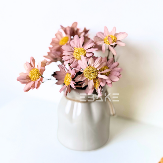 Decorative Artificial Flowers in Stylish Ceramic Vase For Home Decor & Photography Prop (Pastel Pink)