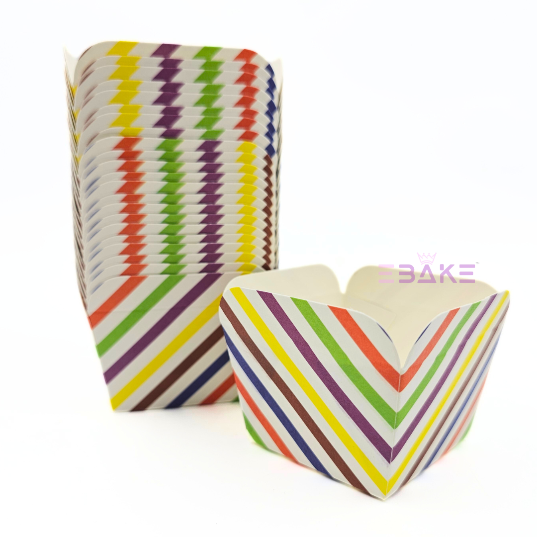 Colourful Square Paper Cups (Set of 50 Pcs)