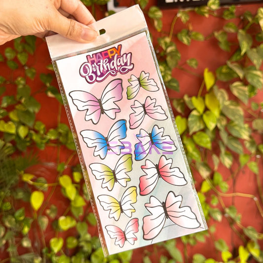 Mixed Color Paper Butterflies With Birthday Tag - (Set of 10 Pieces)