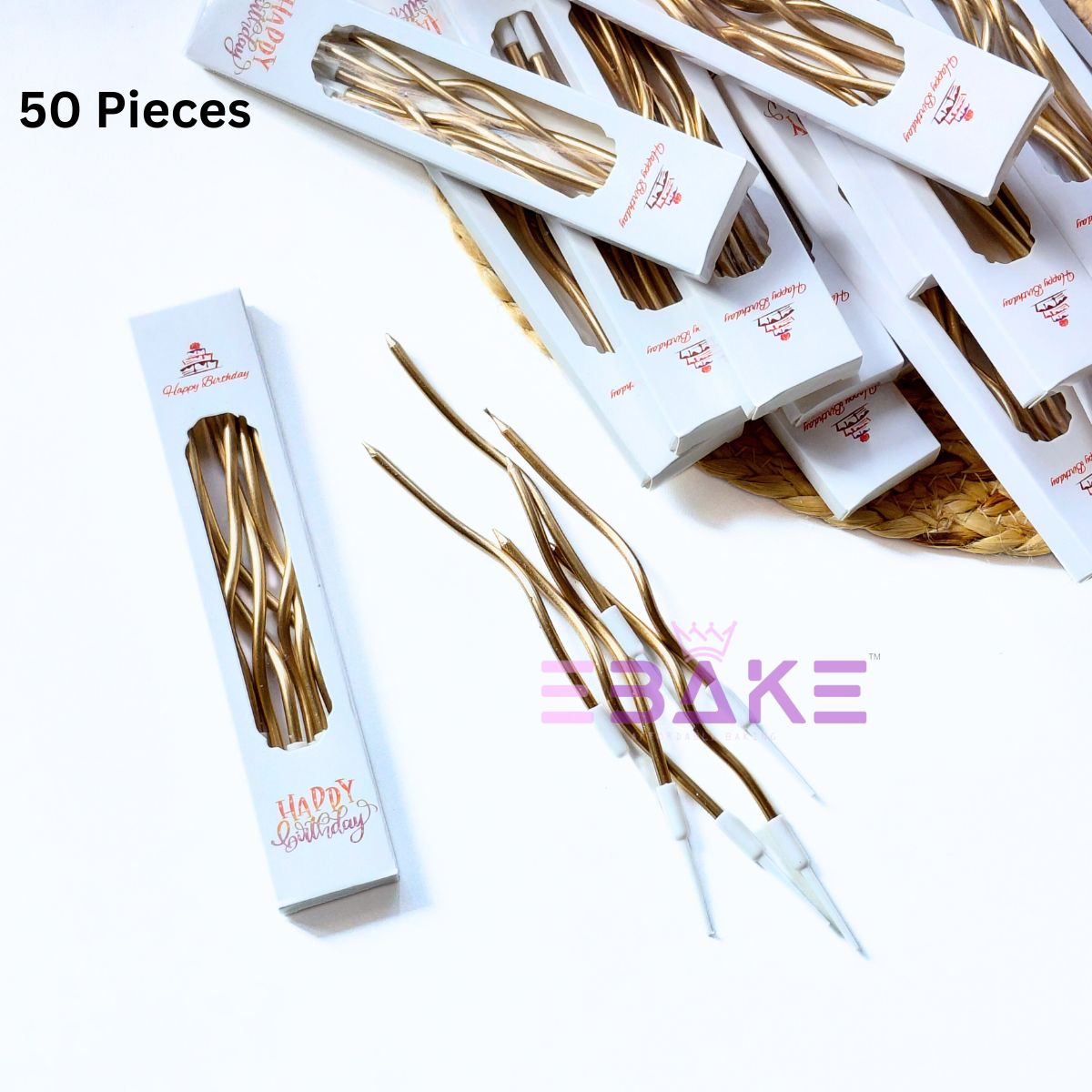 Champagne/ Light Gold Metallic Swirl Candle (Full Box) 50 Pieces