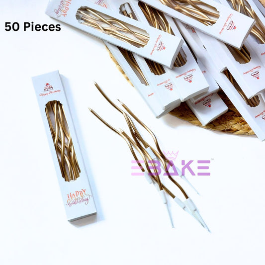 Champagne/ Light Gold Metallic Swirl Candle (Full Box) 50 Pieces