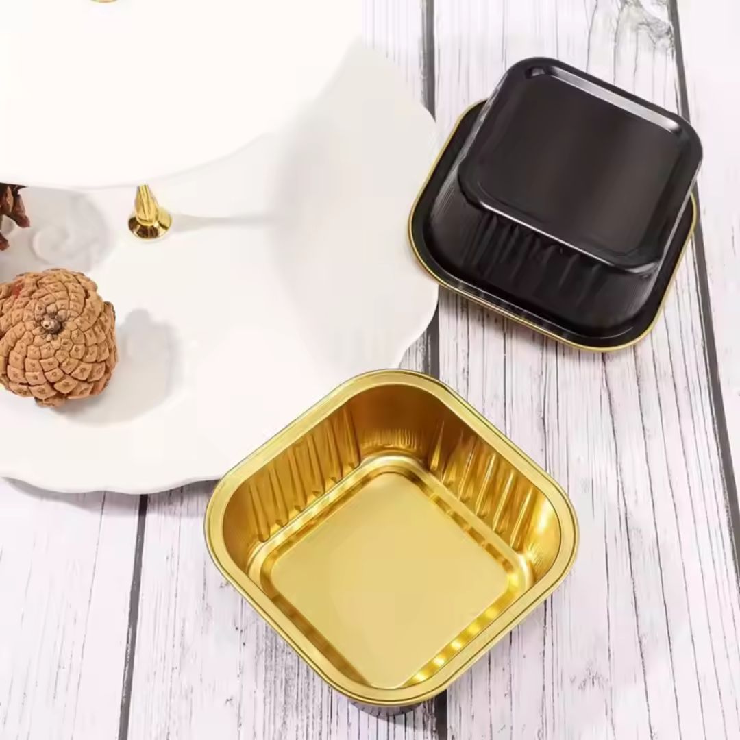 Aluminium  Foil Square Baking Cup With Lid