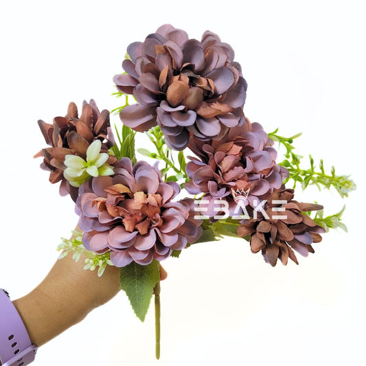A1721 Muted Brown Dahlia Bunch With Fillers