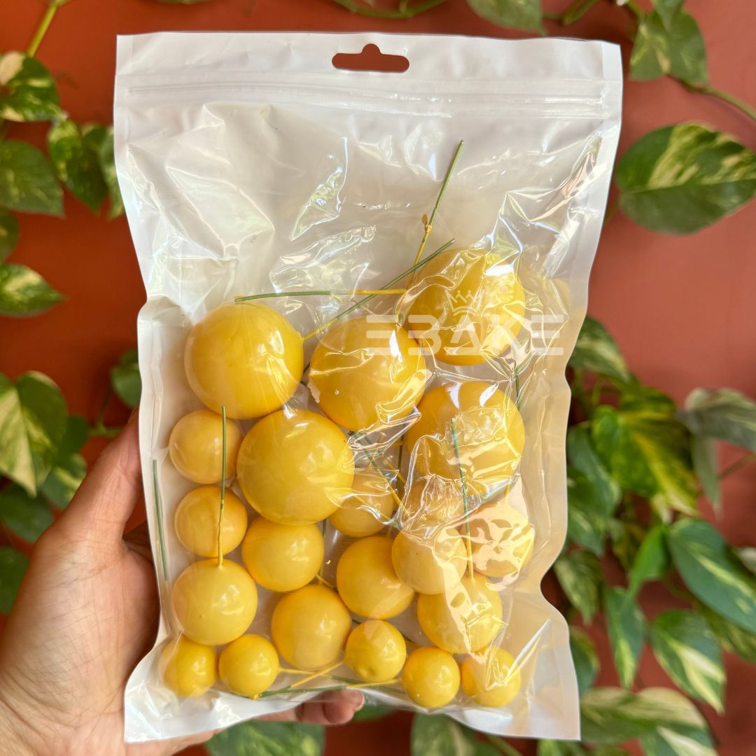 Yellow Faux Balls - Set Of 20 Pieces