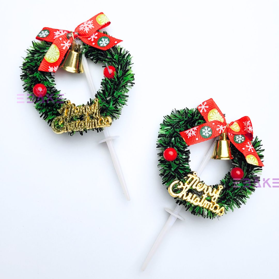 Merry Christmas Cake Topper Christmas Wreath Cake Decoration A1283