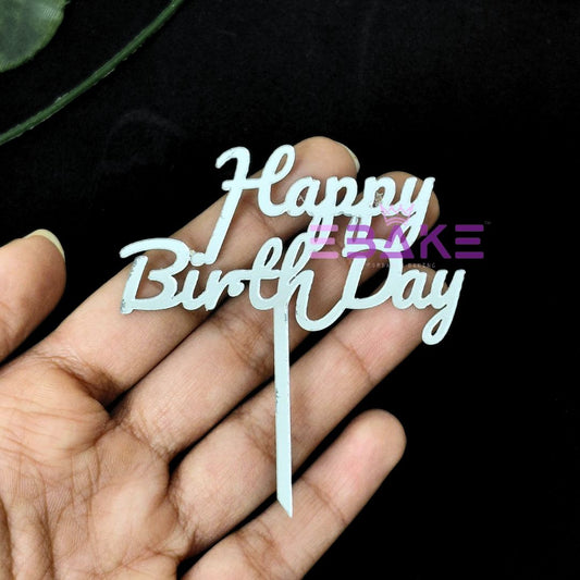 Happy Birthday Mini Topper Silver