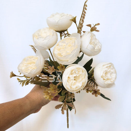 A1393 Off-White Peony Bunch (7 Peonies With Fillers)