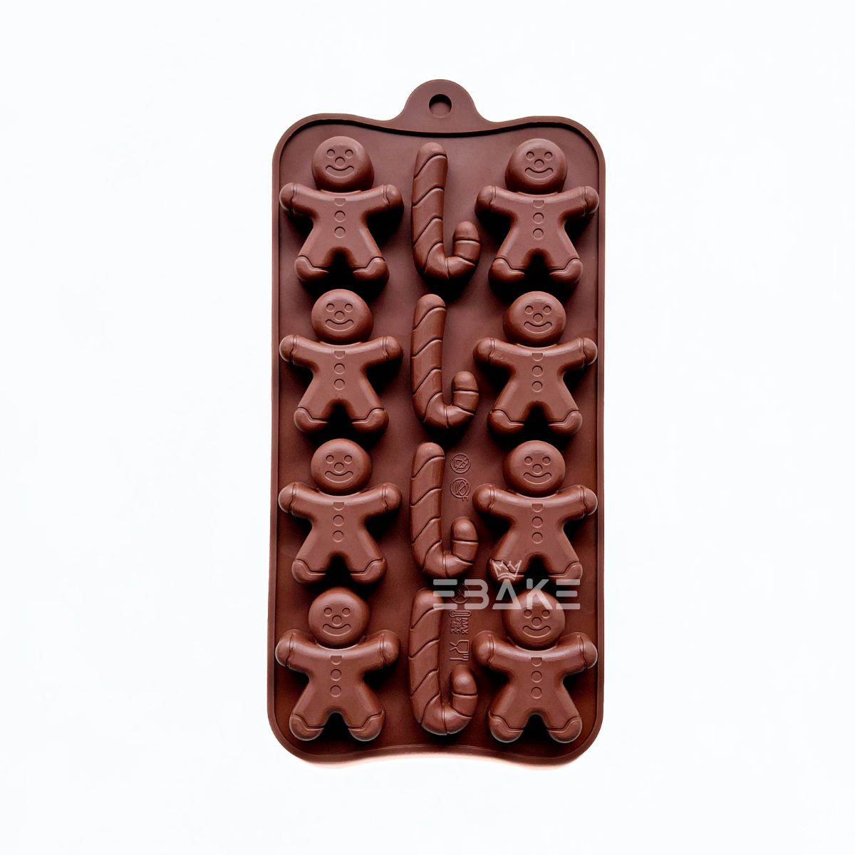 12 Cavity Ginger Breadman & Candy cane Chocolate Silicone Mould