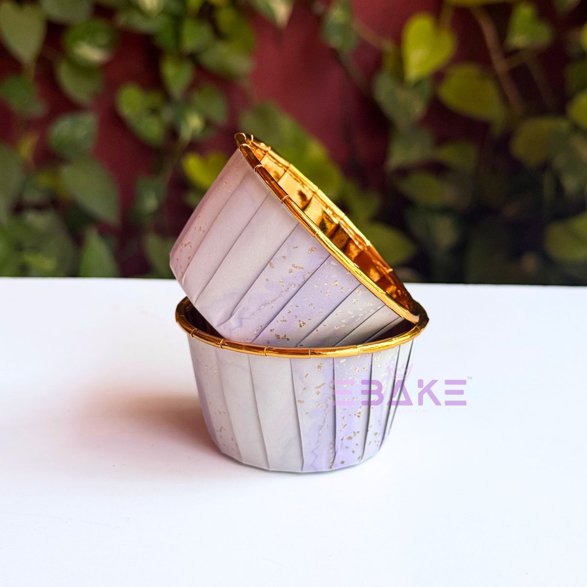 Imported Golden Lined Rolled Rim Muffin Cup / Cupcake Liners - Marble Printed (Set of 25 pieces) Large