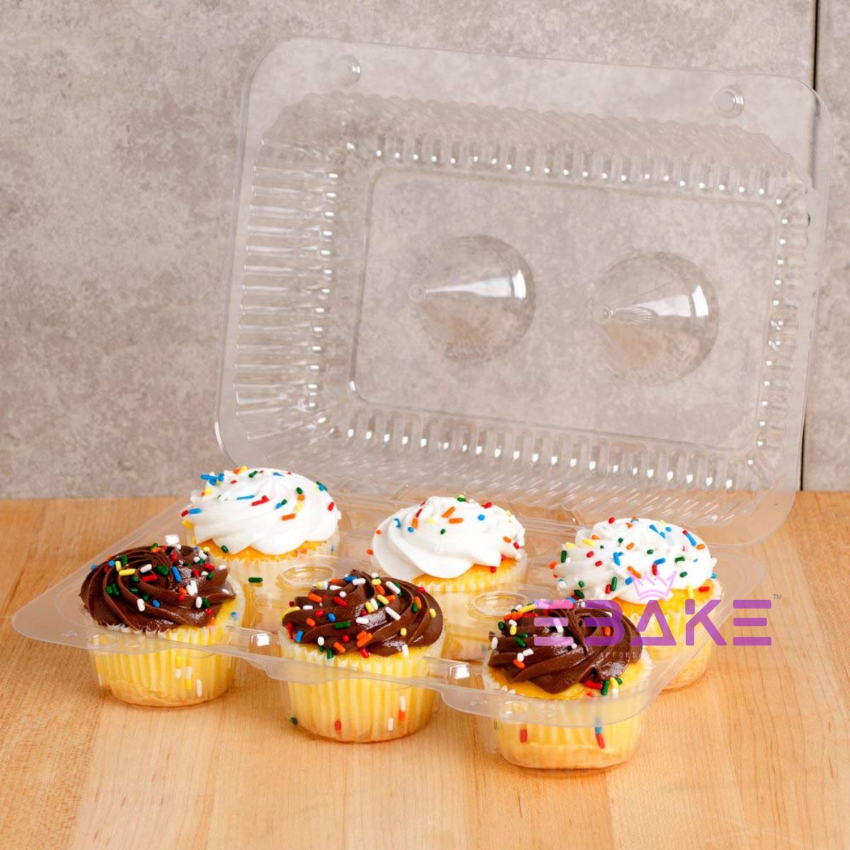 6 Cavity Plastic Cupcake Box / Clear Cupcake Holder (Set of 5 Pieces)