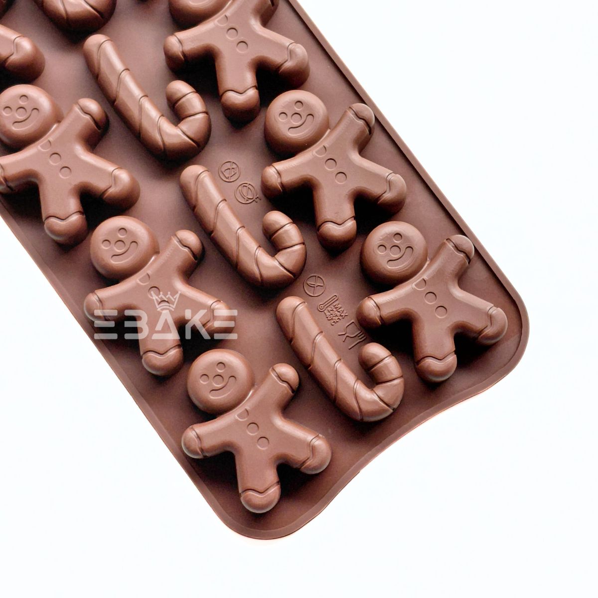 12 Cavity Ginger Breadman & Candy cane Chocolate Silicone Mould