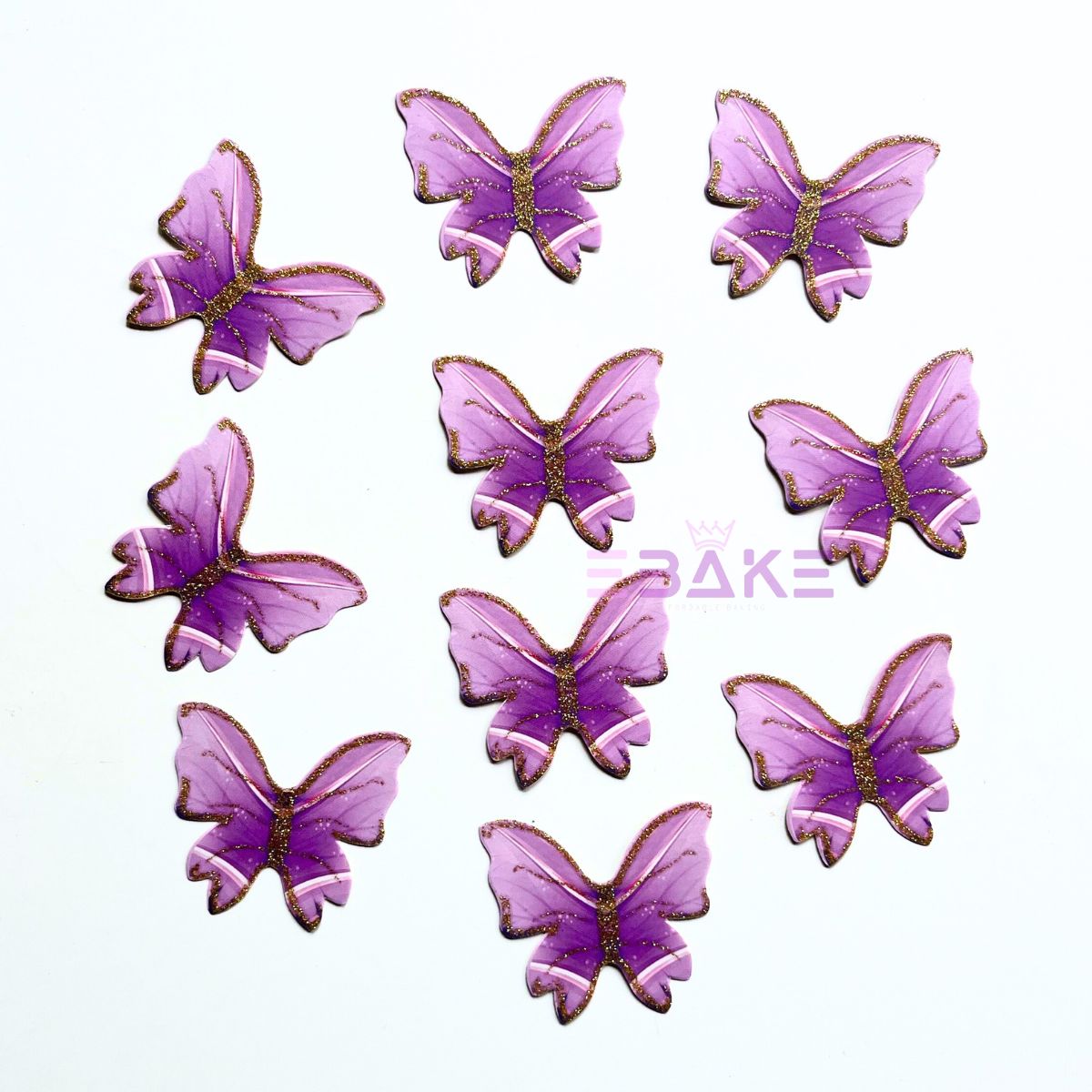 Paper Butterflies With Gold Glitter Foldable - (Set of 10 Pieces)
