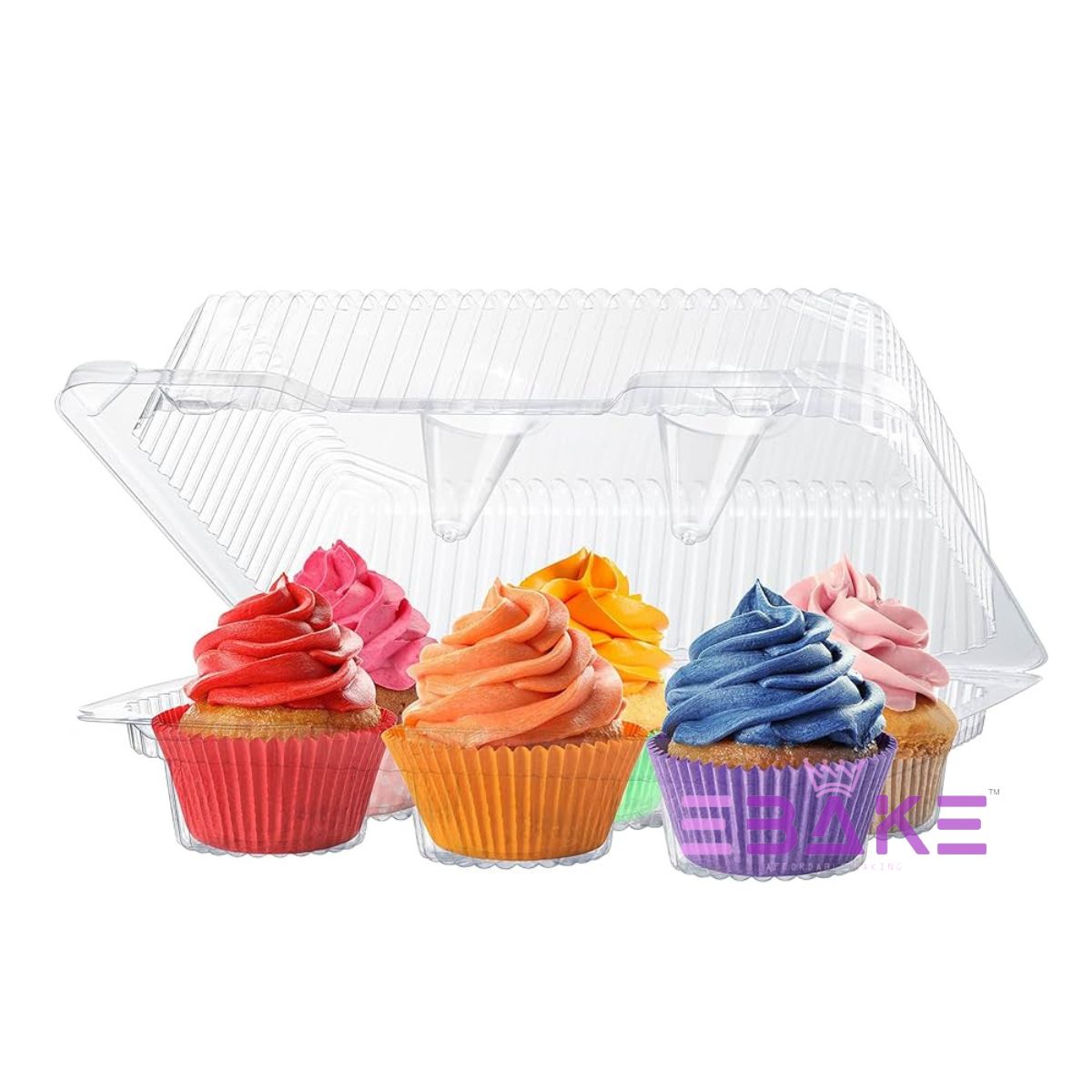 6 Cavity Plastic Cupcake Box / Clear Cupcake Holder (Set of 5 Pieces)