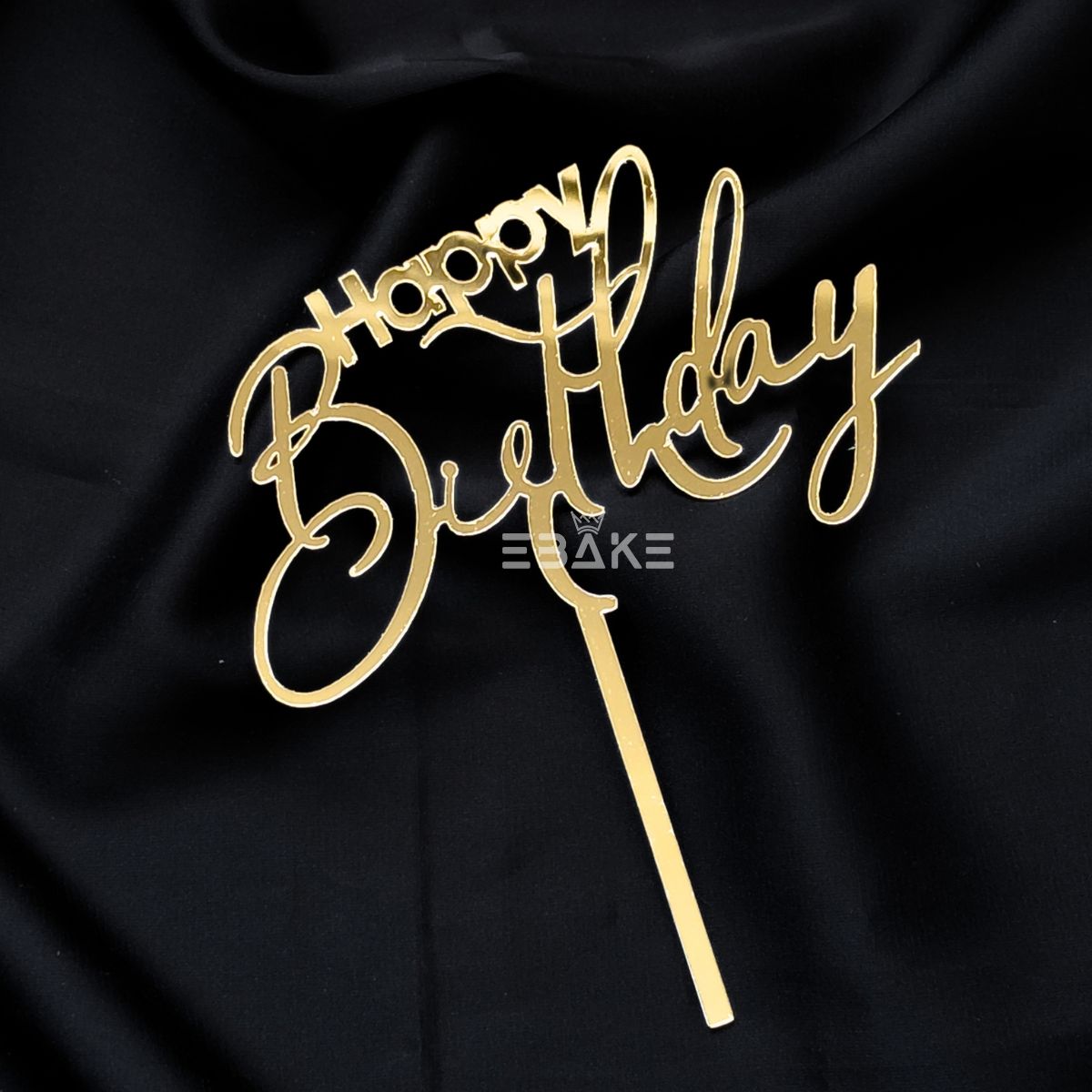 Happy Birthday Cake Topper 5 Inch Golden