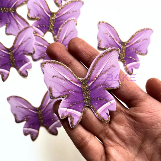 Paper Butterflies With Gold Glitter Foldable - (Set of 10 Pieces)