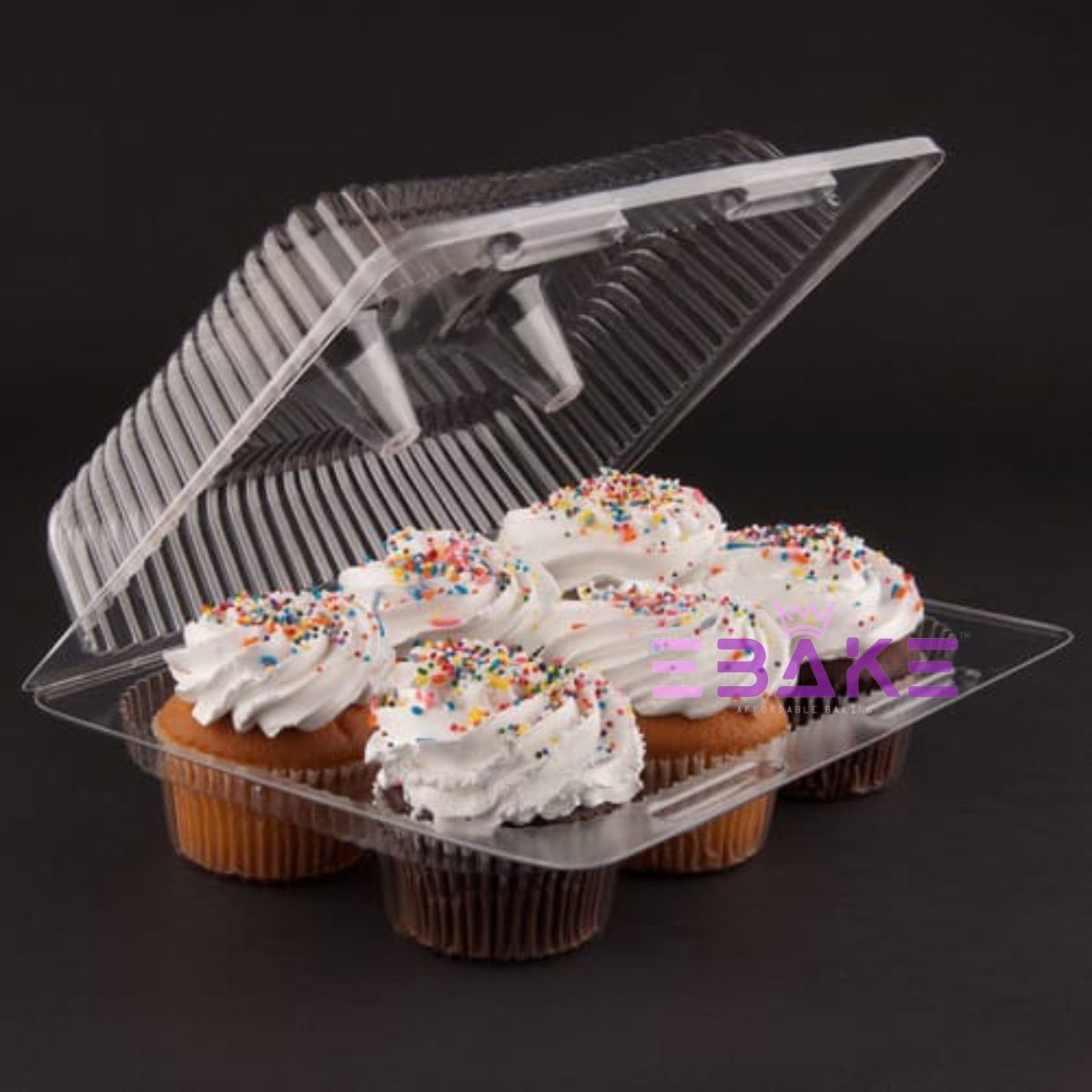 6 Cavity Plastic Cupcake Box / Clear Cupcake Holder (Set of 5 Pieces)
