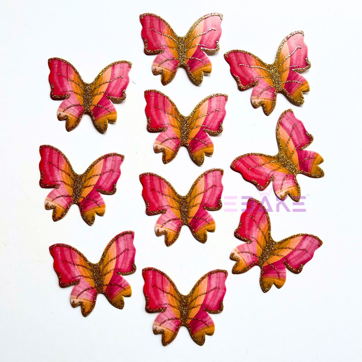 Paper Butterflies With Gold Glitter Foldable - (Set of 10 Pieces)