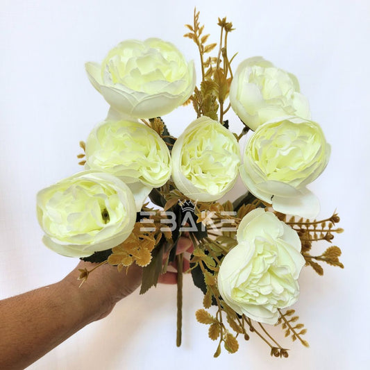 A1395 Greenish White Peony Bunch (7 Peonies With Fillers)