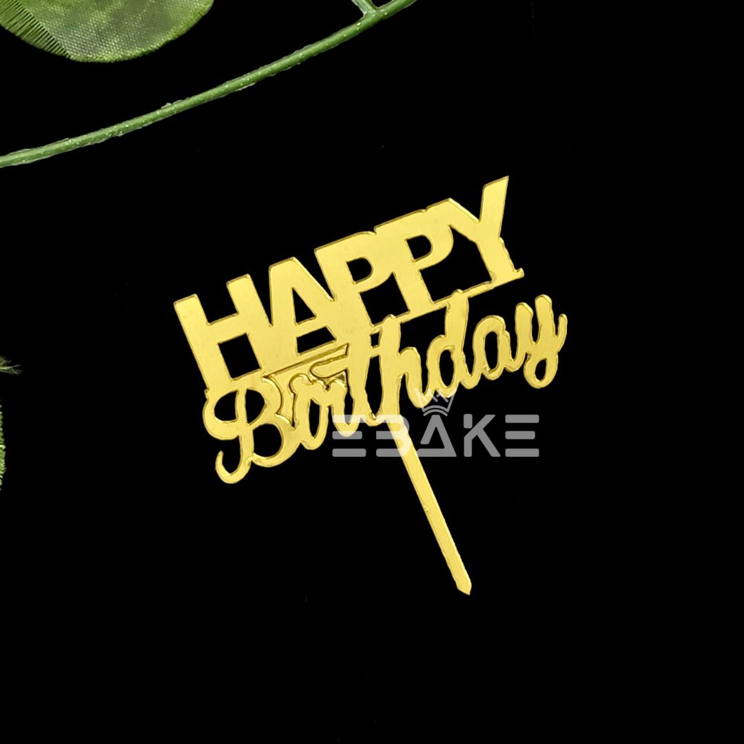 Happy Birthday Mini Topper Golden
