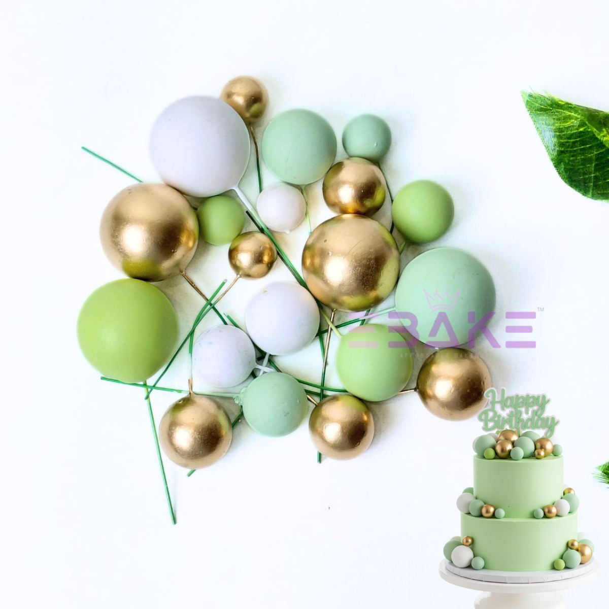 Green Mix Faux Balls- Set Of 20 Pieces