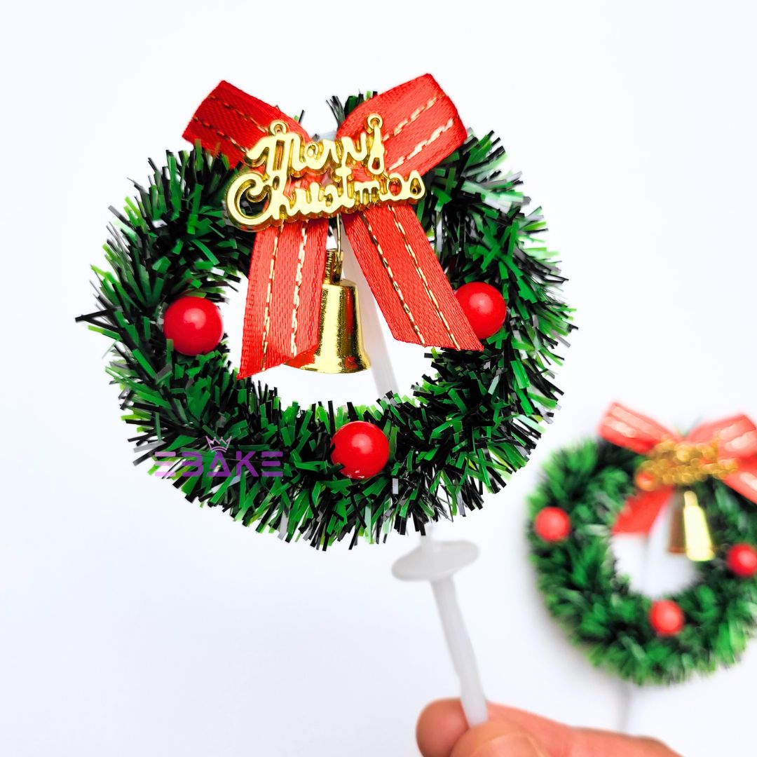 Merry Christmas Cake Topper Christmas Wreath Cake Decoration A1284