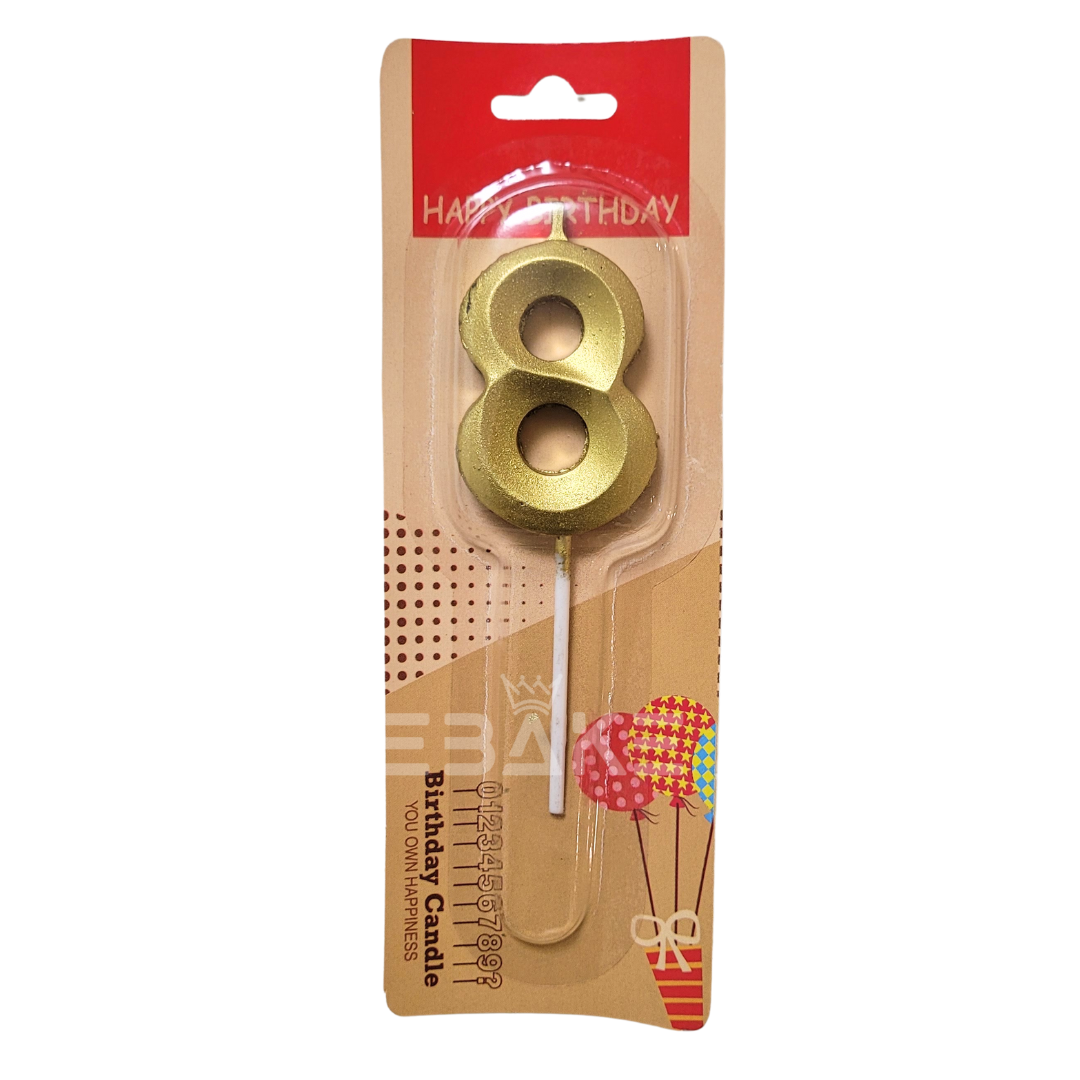 Number Candles Golden Metallic - (Single Piece)