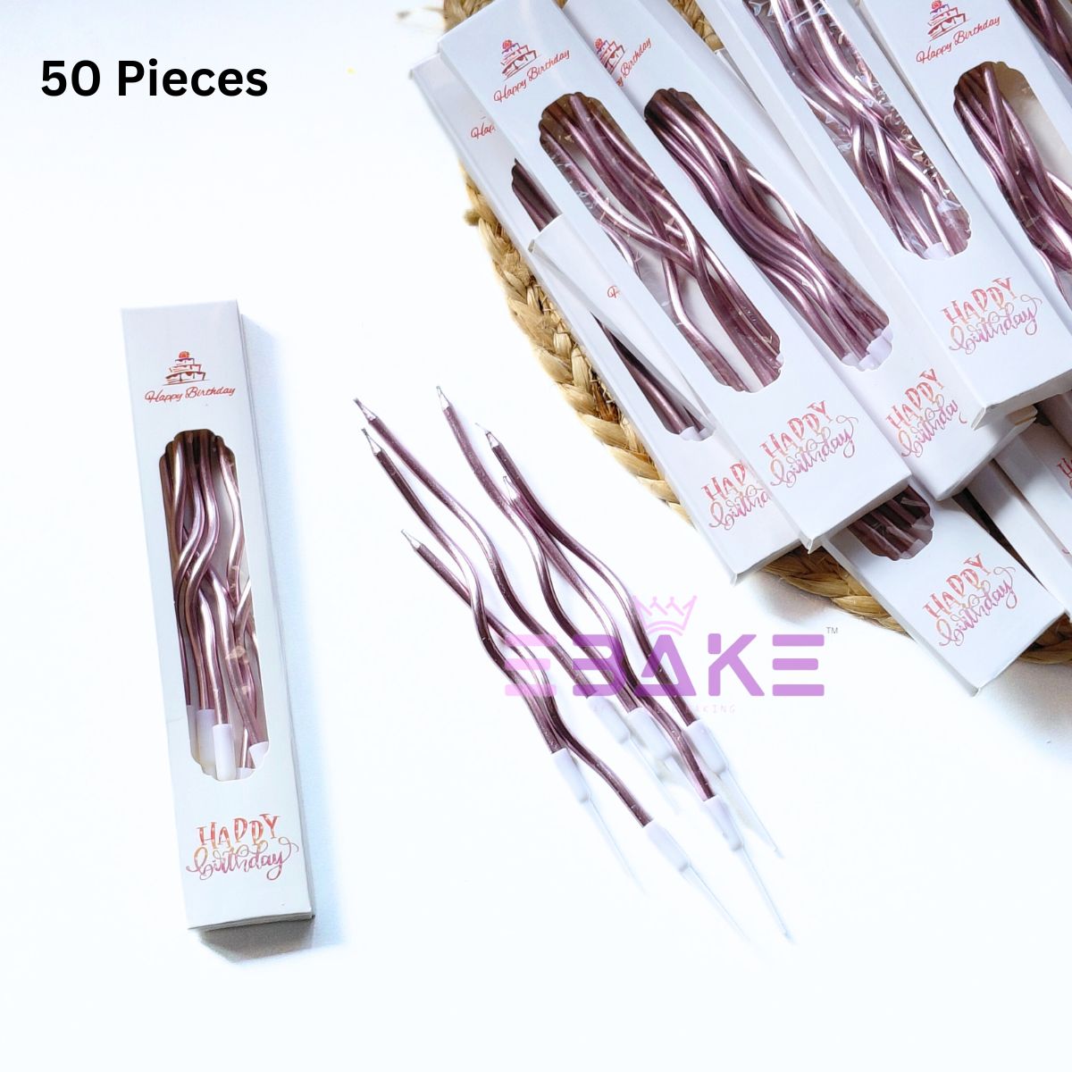 Rosegold Metallic Swirl Candle (Full Box) 50 Pieces