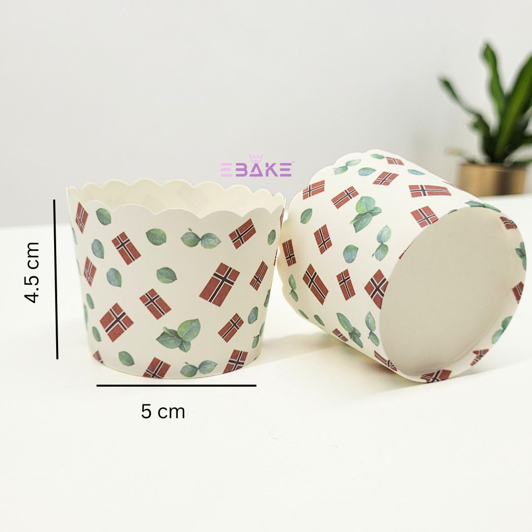 Paper Muffin Cup Printed - Set Of 50 Pieces