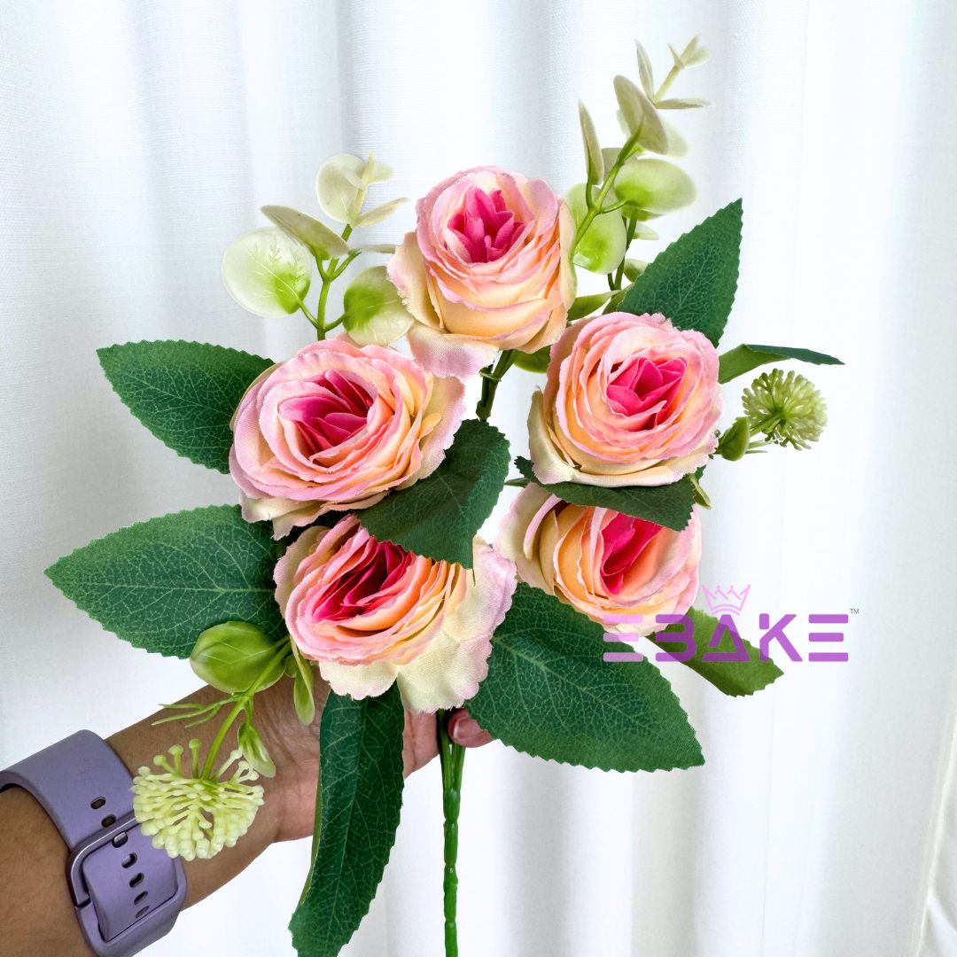 A1246 Yellow & Pink Rose Bunch (5 Roses With Fillers)