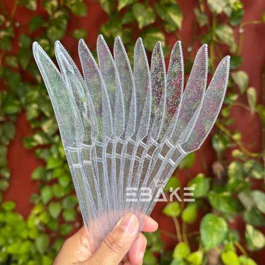 Transparent Plastic Knife With White Specks (Set of 10)