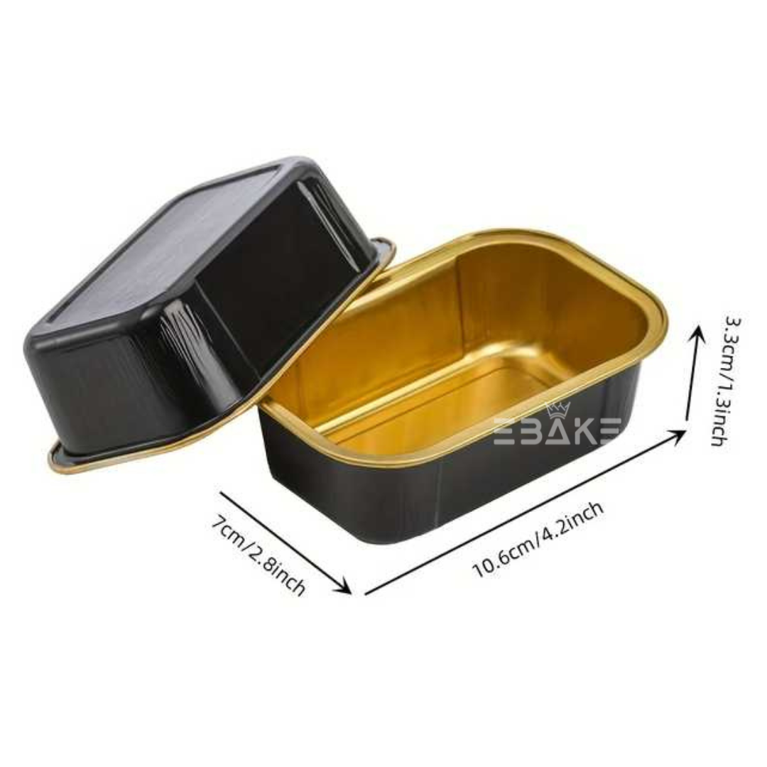 Rectangle Aluminium Foil Baking Cups With Lids Black