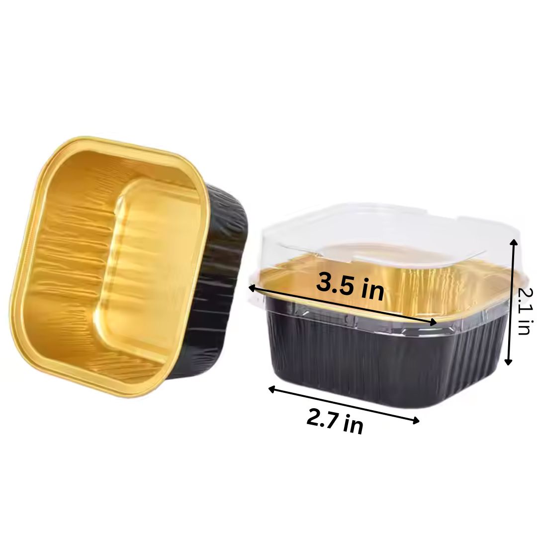 Aluminium  Foil Square Baking Cup With Lid