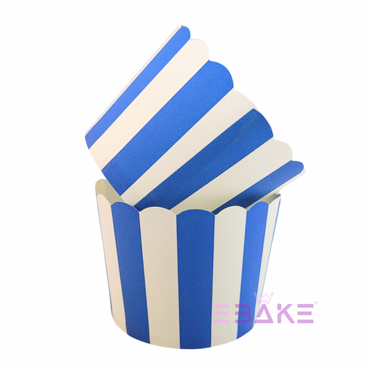 Paper Muffin Cup Dark Blue Stripes - Set Of 50 Pieces Medium