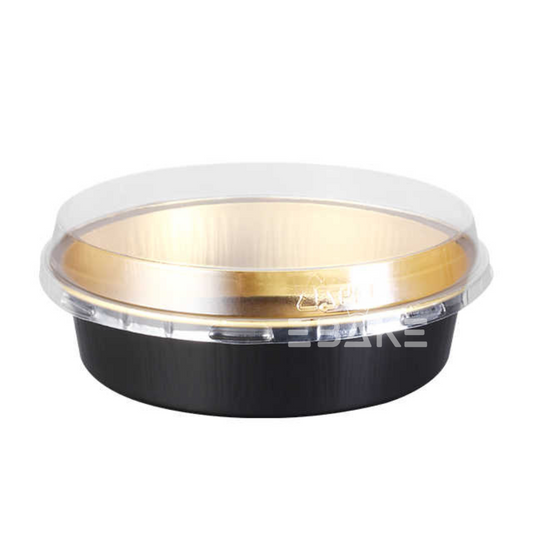 Round Aluminium Foil Baking Cups With Lids Black