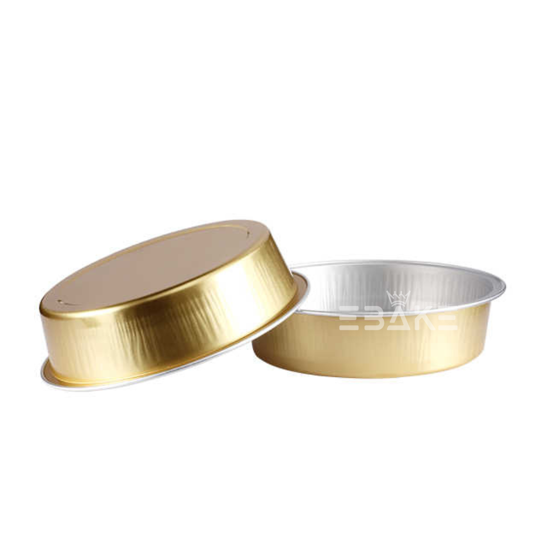 Round Aluminium Foil Baking Cups With Lids Gold