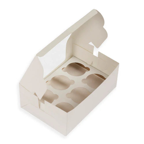 6 Pc Cupcake Box With Cavity (White)