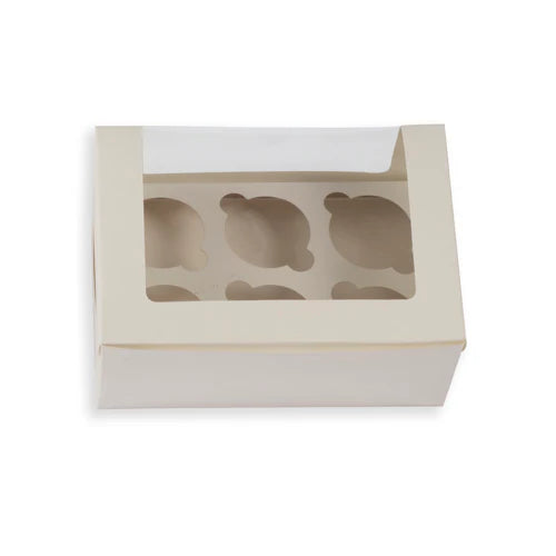 6 Pc Cupcake Box With Cavity (White)