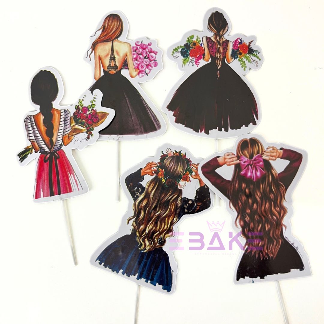 Backside Girl Theme Paper Topper (Set of 5)