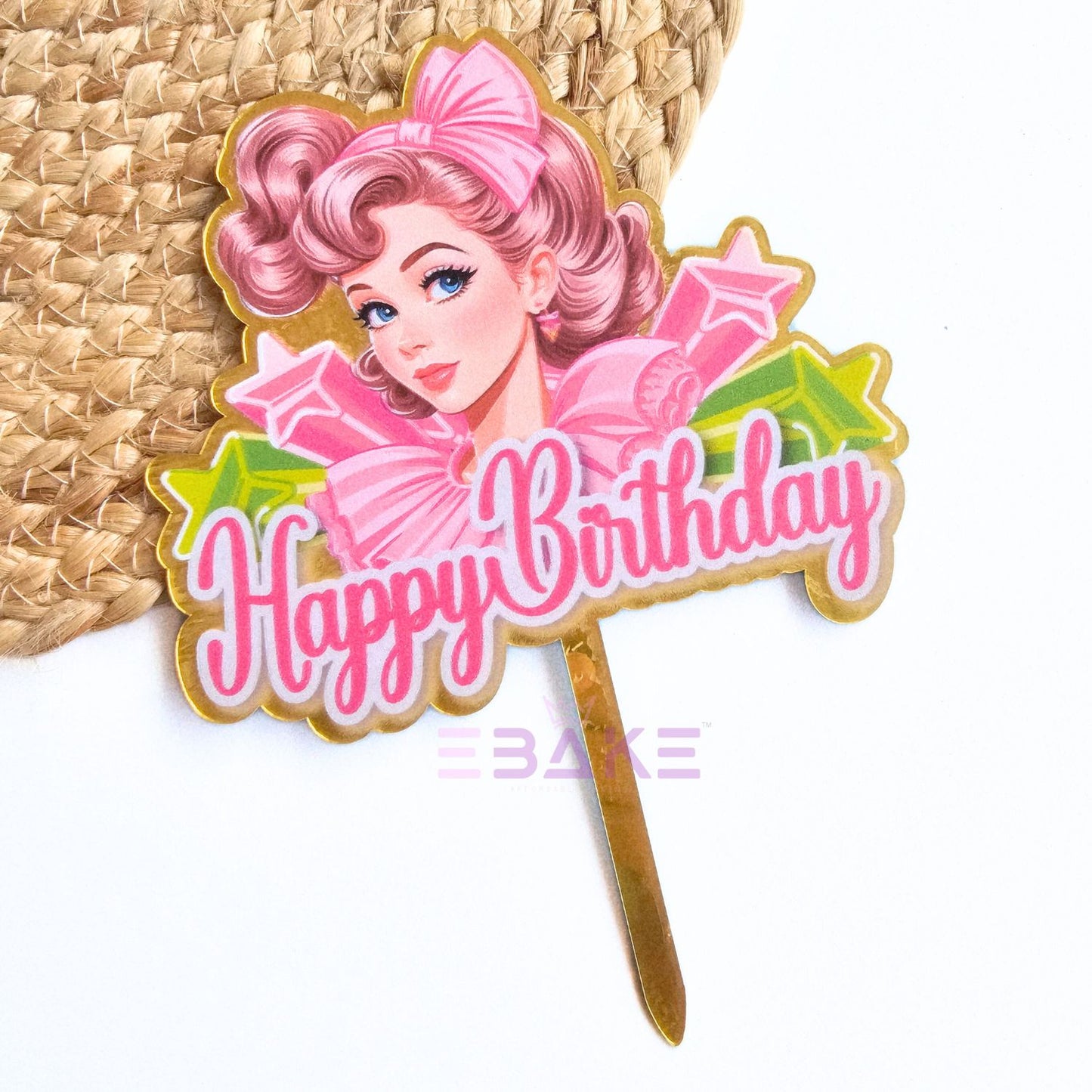 Girl Printed Acrylic Cake Topper