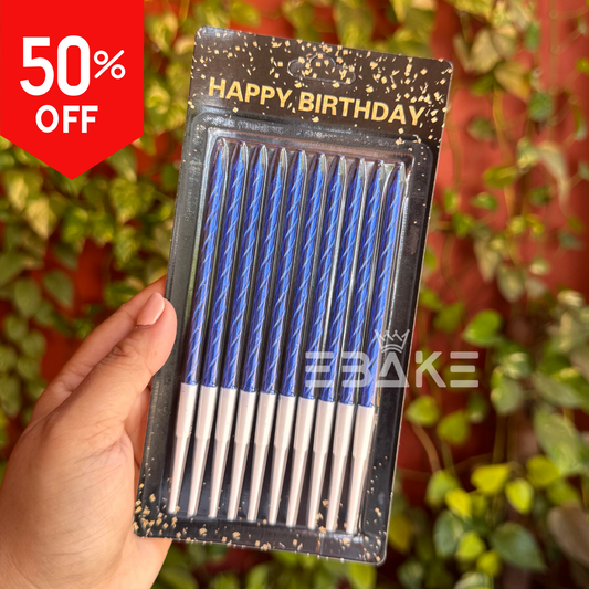 Blue Metallic Twist Candles