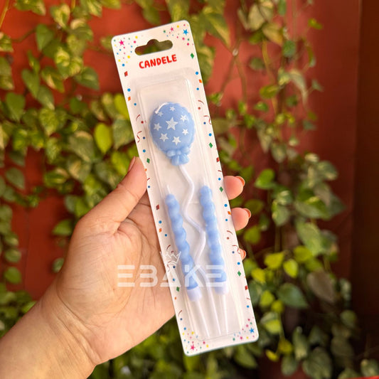 Balloon & Twisted Candle Set - Blue