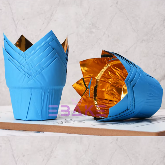 Blue Tulip Cupcake Liner Paper Baking Cups (Set of 50)