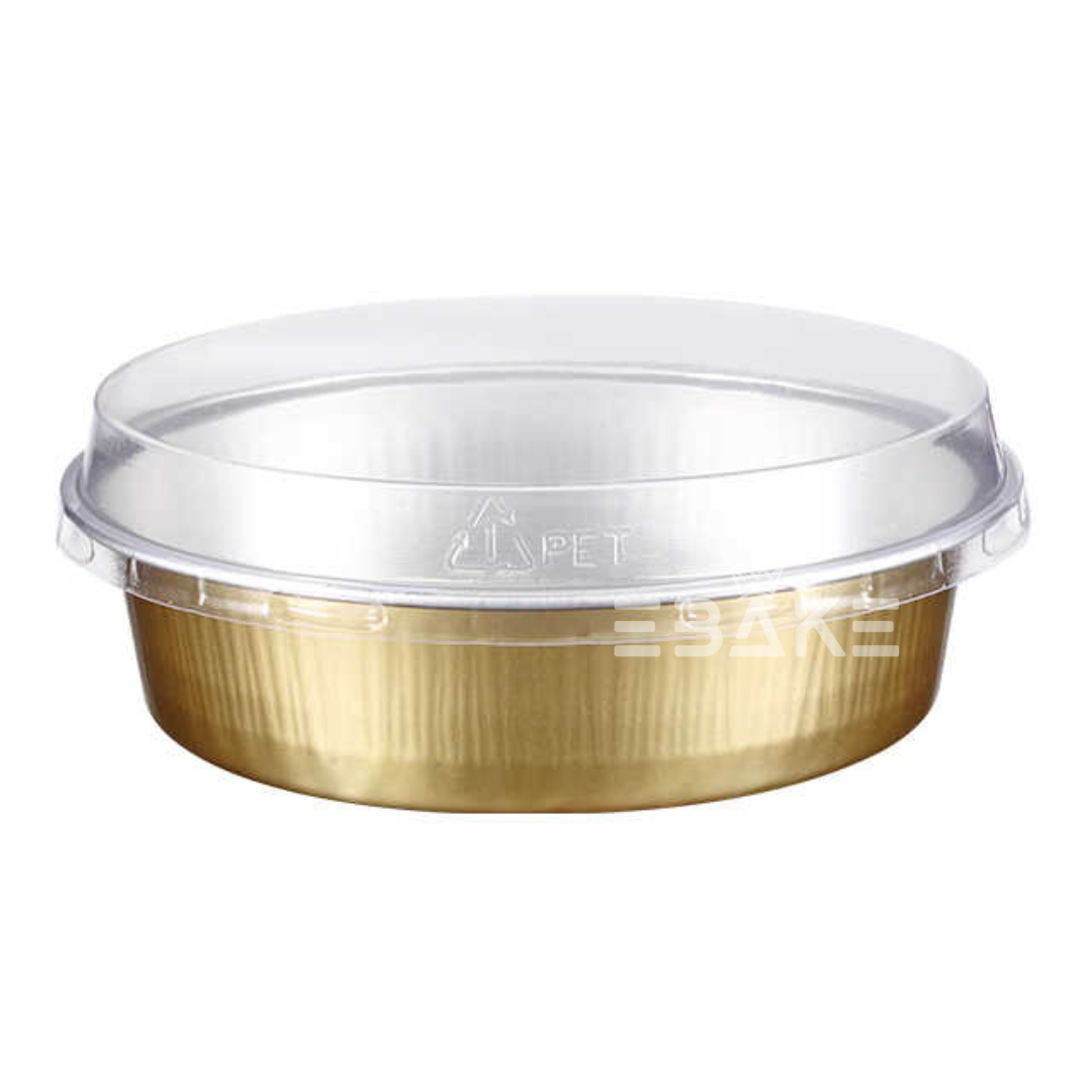 Round Aluminium Foil Baking Cups With Lids Gold