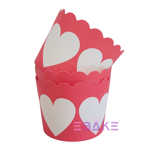 Paper Muffin Cup Printed - Set Of 50 Pieces (Hearts)