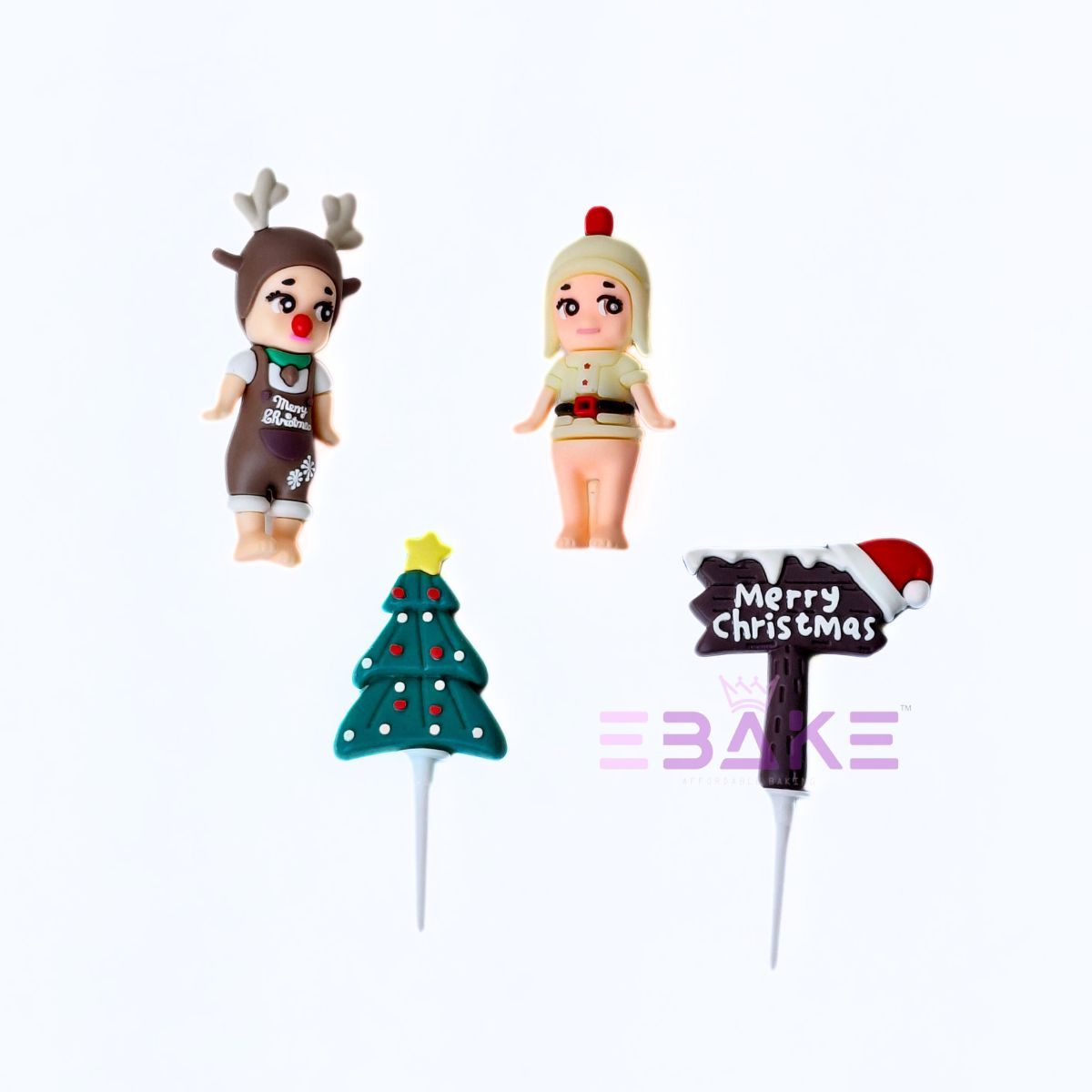 Christmas Figurines Cake Topper (Set of 4 Pcs)