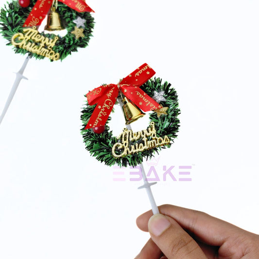 Merry Christmas Cake Topper Christmas Wreath Cake Decoration