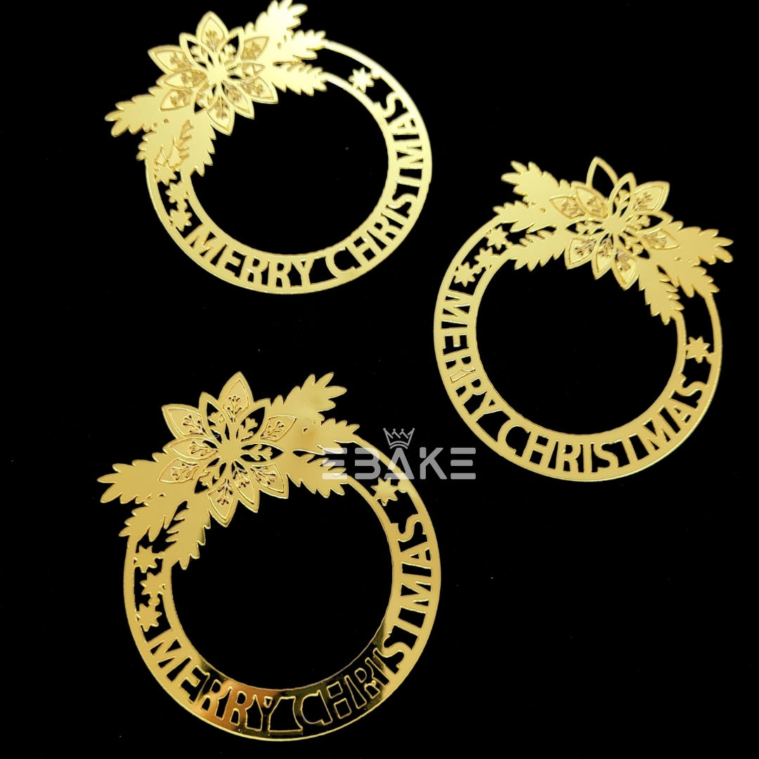 Merry Christmas Snowflake Cutout Gold (Set of 3 Pieces) Christmas Tree Ornament