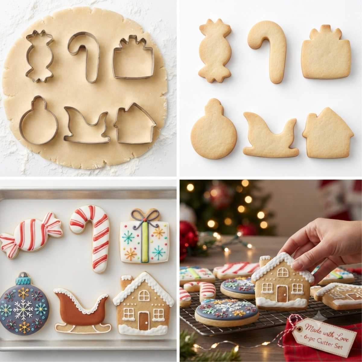 6 Pcs Christmas Cookie Cutter Set / Fondant Cutter Stainless Steel