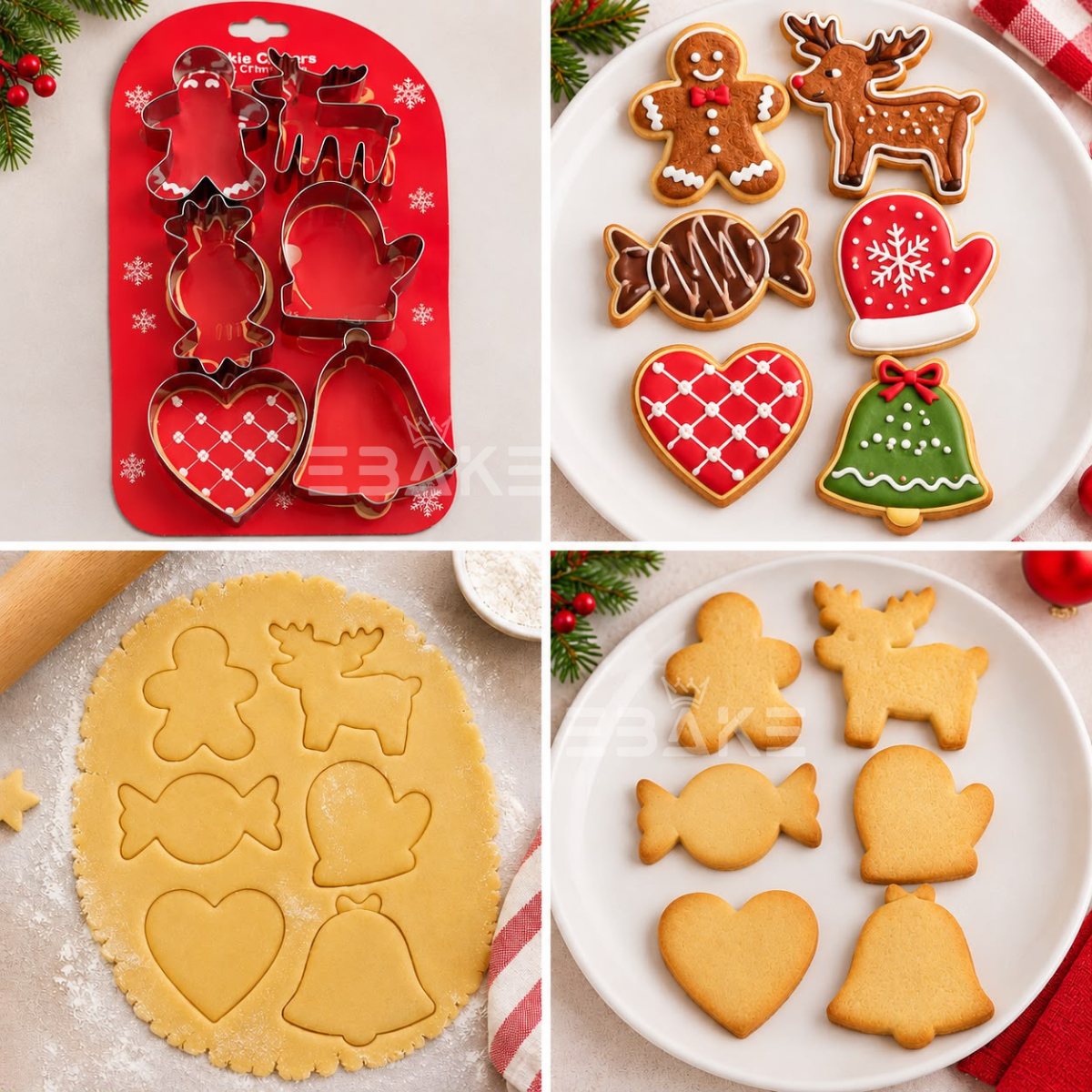 6 Pcs Christmas Cookie Cutter Set / Fondant Cutter Stainless Steel