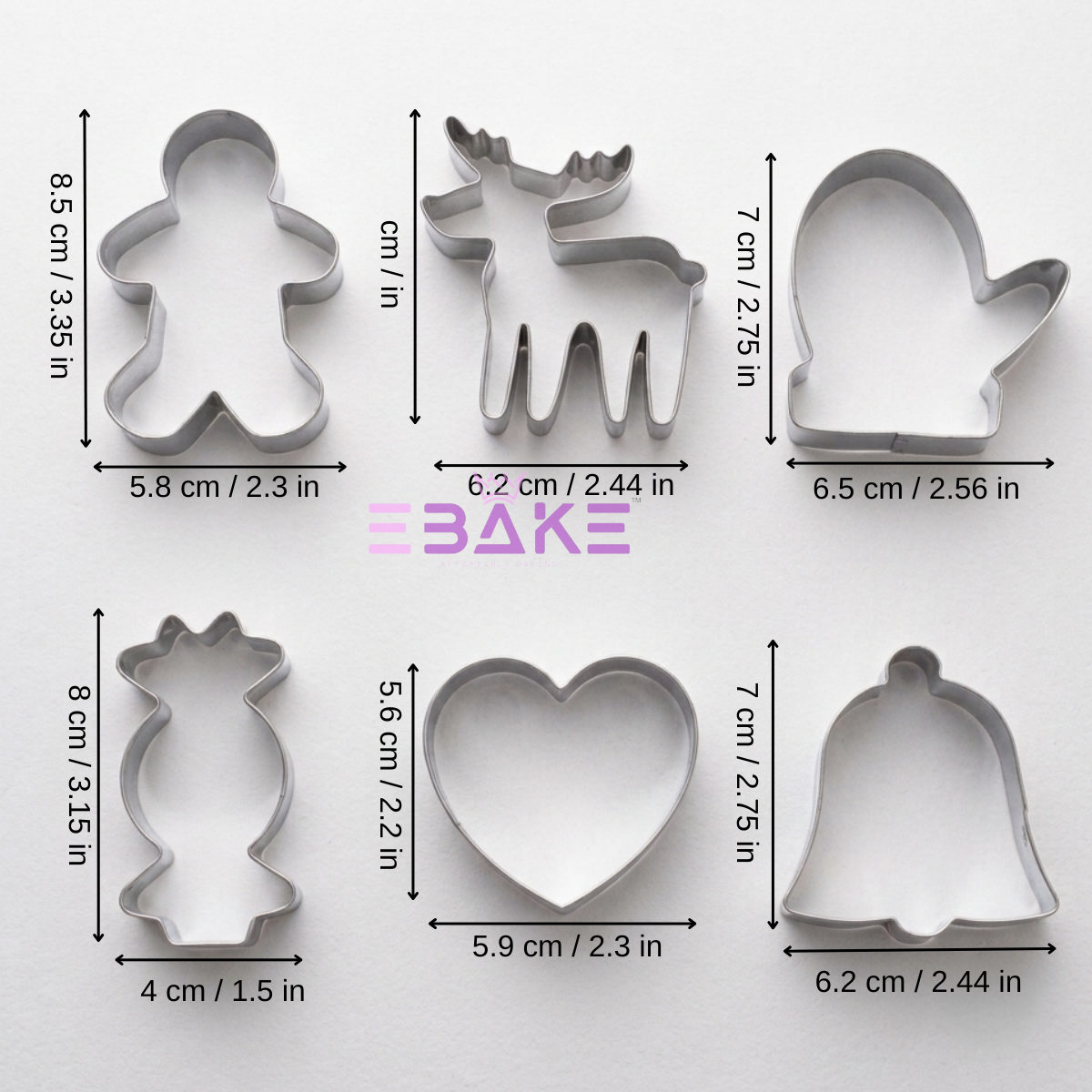 6 Pcs Christmas Cookie Cutter Set / Fondant Cutter Stainless Steel
